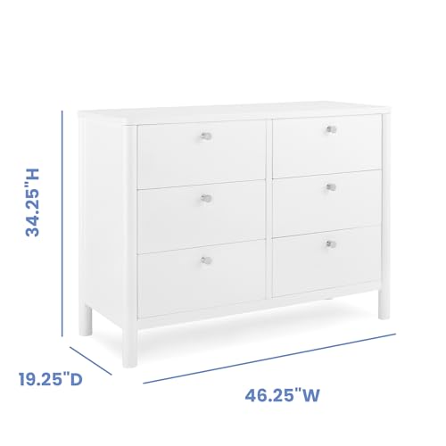 Delta Children Brooks 6 Drawer Dresser with Interlocking Drawers (Includes 3 Sets of Knobs – Choose from Natural, Brushed Nickel & Melted Bronze), Bianca White - Thumbnail 3