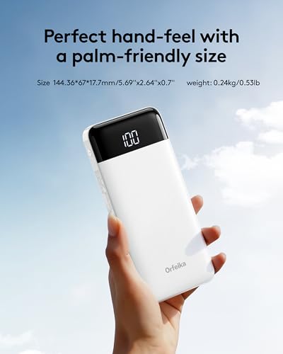 Image of Orfeika Portable Phone Charger, 10000mAh Portable Charger Power Bank with Built-in Cables, Travel Essential Battery Pack Compatible with iPhone, Samsung, Google, iPads, Tablets, etc