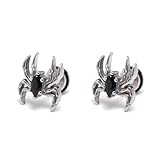 Pendientes de tuerca de araña, joyería punk de acero inoxidable con circonita cúbica negra para mujeres y hombres, piercing plano de 16 g, para cartílago, diseño gótico vintage de insectos, regalo de