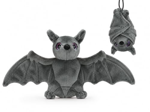 STUWU Plüsch Fledermaus 25 cm Spannweite – Kuscheltier mit ausbreitbaren Flügeln – Schlafend aufhängbar – Weiches Stofftier mit Glitzeraugen – Geschenk für Kinder & Fledermaus Fans