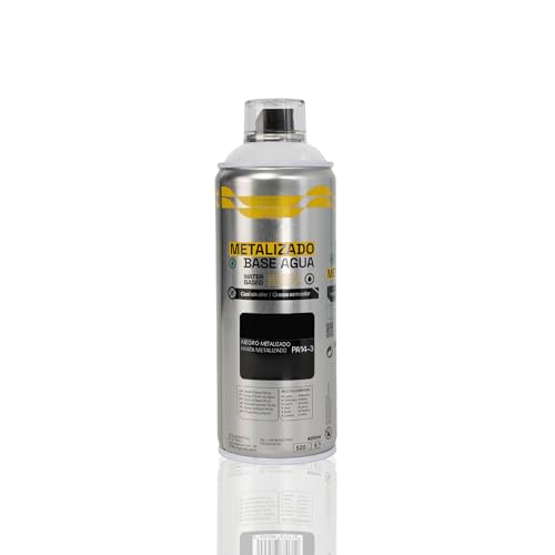 BESCH Pintura en Spray Base Agua 400ml – Ecológica, Sin Olor, para Madera, Plástico, Metal y Cartón – Cobertura Uniforme y Secado Rápido - Negro Metalizado, 1 unidad
