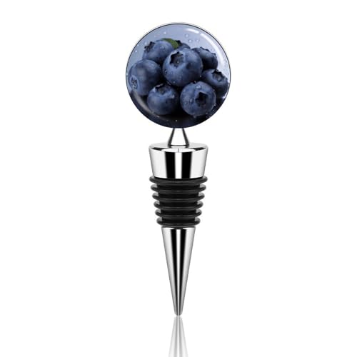 Blueberry Bouchons de bouteille de vin avec joint en silicone, bouchon décoratif pour bouteille de vin, bouchons de champagne, bouchons de vin réutilisables en alliage de zinc pour cadeaux de boissons