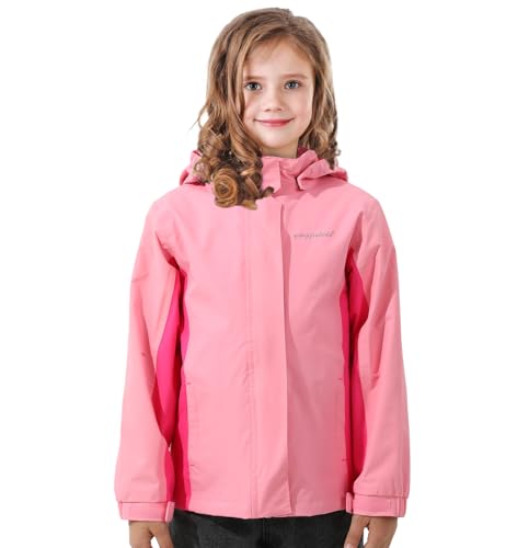 Image of YINGJIELIDE Boys Girls Waterproof Rain Jackets Kids Easy to Fold Windbreaker Lightweight Outdoor Hooded Raincoat