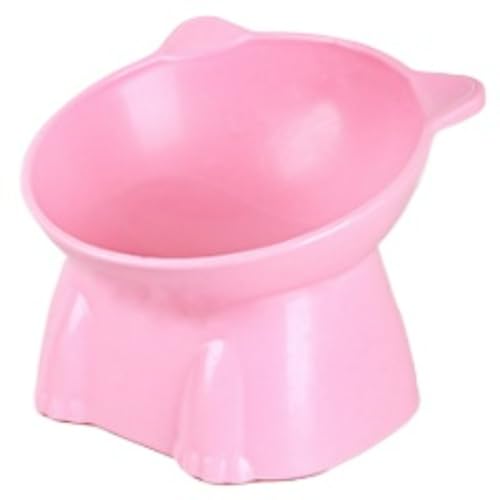 ULOVEJOY猫用皿ペットボウルペット食器ペット猫傾斜の皿こぼさない15度傾斜キャットフードボウル食器かわいい餌入れ便利高架こぼさないご飯皿小型犬猫ポータブルシングル滑り止め安全安定感お手入れ簡単猫用ペット用品 (ピンク)