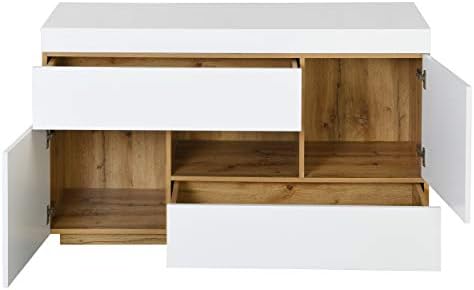 Cherry Tree Furniture Yukon High Gloss White 2-in-1 Desk/Sideboard with Extendable Desk Top