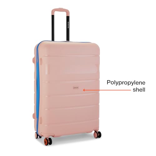 Image of Nasher Miles Jupiter Hard-Sided Polypropylene Check-in Luggage 28 inch | 75cm | 8 Wheels Large Trolley Bag for Travel | Suitcase (Peach)