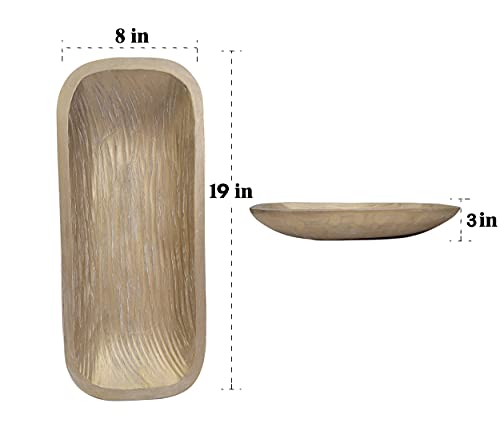 Bndplus Antique Natural Gold Vintage Wooden Dough Bowl For Home Decor, Large Bowl For Holding Candles, Wicker Rattan Balls, Bread, Dough, Fruits & Others L19 X W8 X H3 Inches #TOP6