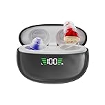 Clarity CIC Rechargeable Hearing Amplifier for Adults & Seniors | Invisible In-Ear Sound Amplifier with Noise Reduction & Digital Display Charging Case – Red & Blue, 140h Battery