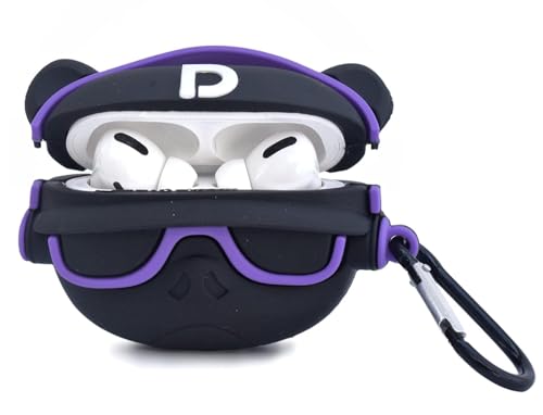 Image of Dezet Cute Soft Silicone Pouh Case for Airpods Pro GEN-2 (2022) � 3D Cartoon Animal Character Cover with Keychain Ring, Shockproof & Dustproof Protective Case for Kids & Girls (Hip HOP Purple)