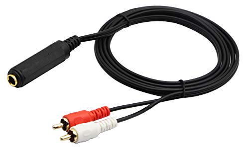 zdyCGTime 6,35 mm bis 2RCA Y Splitter kabel, vergoldete 6,35 mm (1/4 Zoll) TRS Weiblich auf 2 (doppelt) RCA Männlich Stereo-Audio, Y-Splitter-Verlängerungs adapter kabel.(1,5m/1Stück)