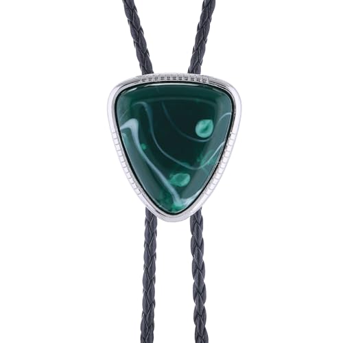 Image of Btilasif Bolo Tie for Women, Vintage Turquoise Bolo Tie for Men, Western Cowboy Triangle Stone Leather Neckties
