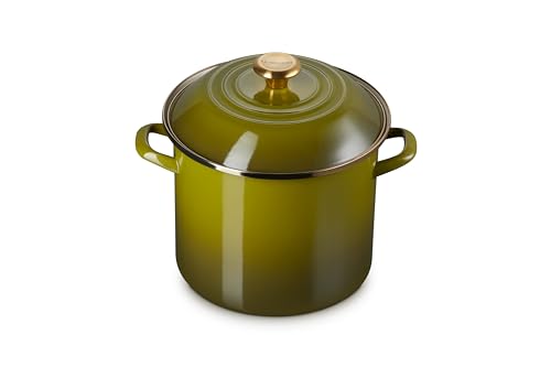 Le Creuset Enamel on Steel Traditional Stockpot, 10 qt., Olive with Stainless Steel Knob by Le Creuset - Used condition - US$116.83
