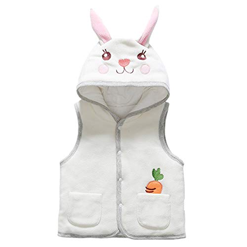 Monvecle Baby to Toddler Fleece Hooded Vests Unisex Infants Sleeveless Padded Waistcoat Bunny 2T-3T