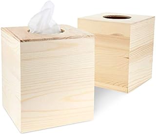 Juvale 2-Pack Unfinished Natural Wood Tissue Box Cover Holder for DIY Wooden Crafts