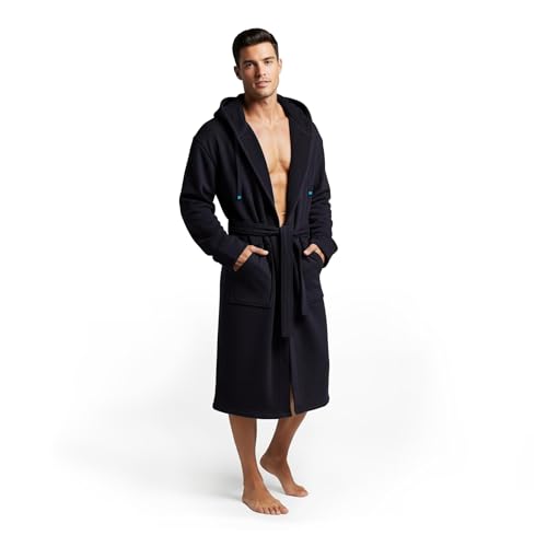 DudeRobe Mens Hooded Bathrobe with Pockets, From Shark Tank, Soft, Comfy & Absorbent Cotton Robe for After Shower & Lounging