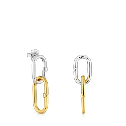 TOUS Pendientes Largos Bicolor para Mujer, Colección Hold Oval