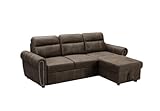 Lilola Home Ashton 96' W Saddle Brown Microfiber Reversible Sleeper Sectional Sofa Chaise
