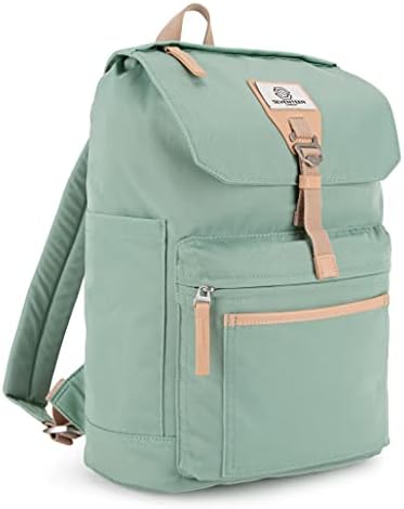 SEVENTEEN LONDON  Modern Army Green 'Fulham' Fold Top Backpack in a Classic Urban Design  Fits Laptops up to 15"
