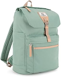 SEVENTEEN LONDON  Modern Army Green 'Fulham' Fold Top Backpack in a Classic Urban Design  Fits Laptops up to 15"