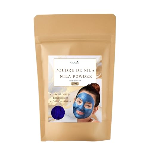 AYOMIN POLVERE DI NILA BLU ORIGINALE - MAROCCO - Cura dei capelli - Cura del viso - Illuminante - 50g
