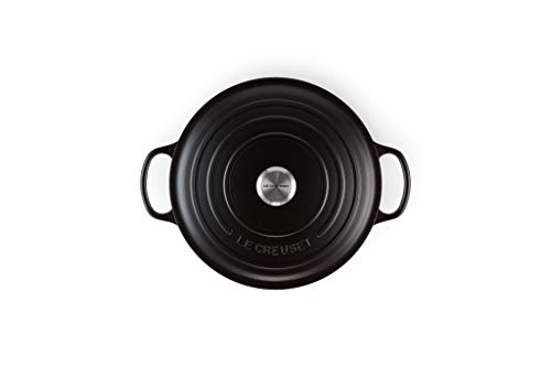 Image of Le Creuset Signature Enamelled Cast Iron Round Casserole Dish With Lid, 30 cm, 8.1 Litres, Matte Black, 21177300000430