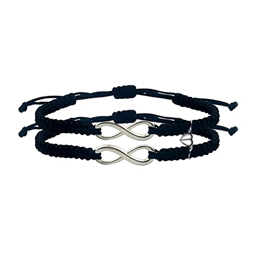 Image of COLORFUL BLING 2Pcs Infinity Distance Couple Braided Handcrafted Luck Bracelet Bangle Adjustable Rope His and Hers Wristband Wrist Jewelry