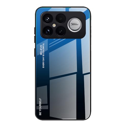 Dedux Coque pour Xiaomi Poco F8 Ultra, Etui Dégradé de Couleur Verre Trempé Back Coque + Souple Silicone TPU Case Cover Protection Antichoc Housse (Bleu/Noir)