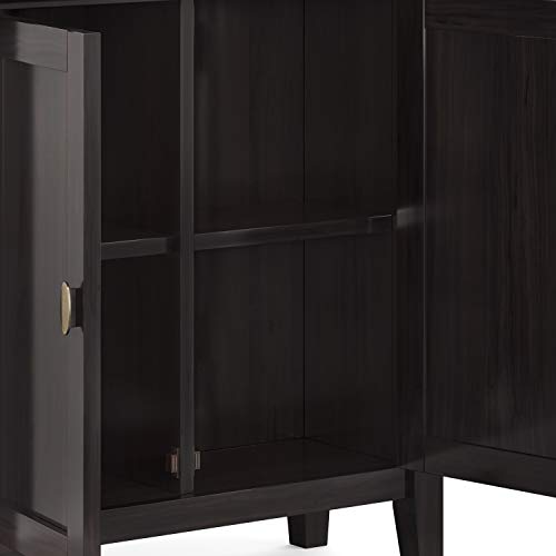Simplihome Redmond Solid Wood 32 Inch Wide Transitional Low Storage Cabinet In Hickory Brown For The Living Room, Entryway And Family Room #TOP7