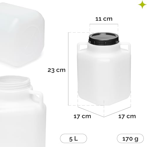 Garronda 5 Liter BPA-freies quadratisches Fass und Futtertonne Weithalsfass Wassertank und Behälter mit Deckel für Sauerkraut sowie Surfass Pökelfass für Fleisch GD-0088, Weiß