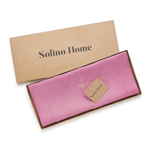 image for Solino Home Flamingo Pink Table Runner 144 Inches Long - 100% Pure Lin