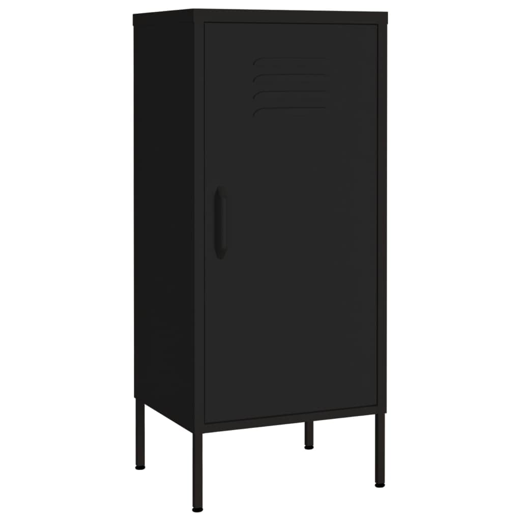Szafka magazynowa czarna, 42,5 x 35 x 101,5 cm, wytrzymała stal, 2 wkładane półki, do spiżarni, kuchni, biura, wszechstronne przechowywanie, meble metalowe