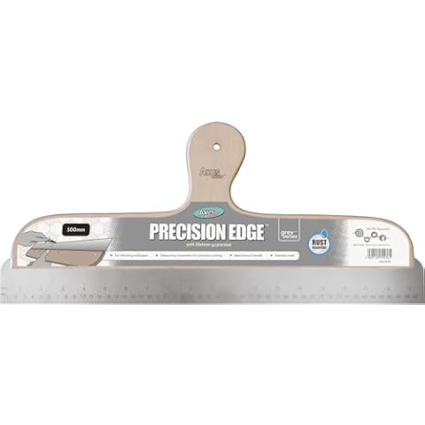 Axus Decor Precision Edge 500mm (Grey Series) - Multipurpose Tool with Measuring Increment & Cutting Blade - Wallpaper Cutting Tool with Stainless Steel Blade & Beechwood Handle, Grey Cover
