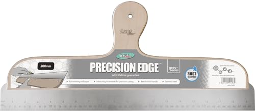 Axus Decor Precision Edge 500mm (Grey Series) - Multipurpose Tool with Measuring Increment & Cutting Blade - Wallpaper Cutting Tool with Stainless Steel Blade & Beechwood Handle, Grey
