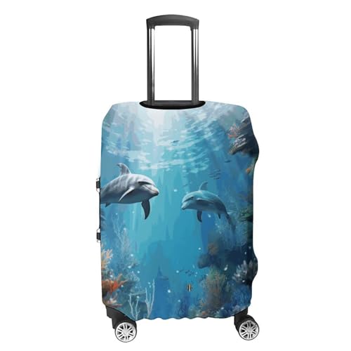 Carry on Luggage Cover Blue Ocean Underwater Fish Suitcase Covers for Luggages Tsa Approved Travel Luggage Sleeve Protector Elastic Suitcase Protector Anti-Scratch Washable Fits 19-30 Inch Case -XL4
