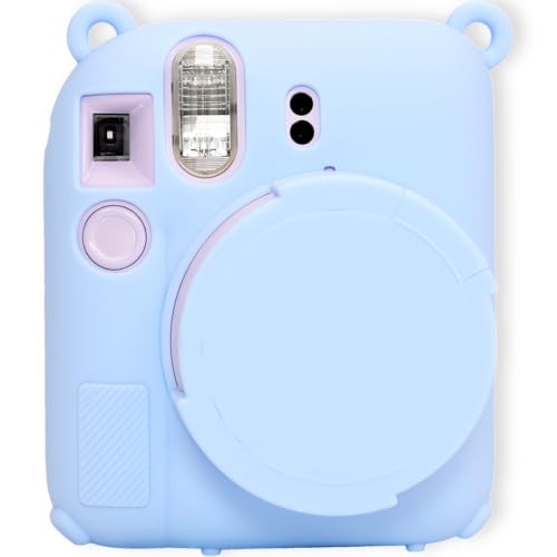 AEXUTDA �V���R���ی�J�o�[ Instax Mini 12�J�����p ���h�~ �X�����t�B�b�g �\�t�g�X�L�� Mini 12�A�N�Z�T���[ ���O���\�ȃ����Y�J�o�[�t�� ���C�g�u���[