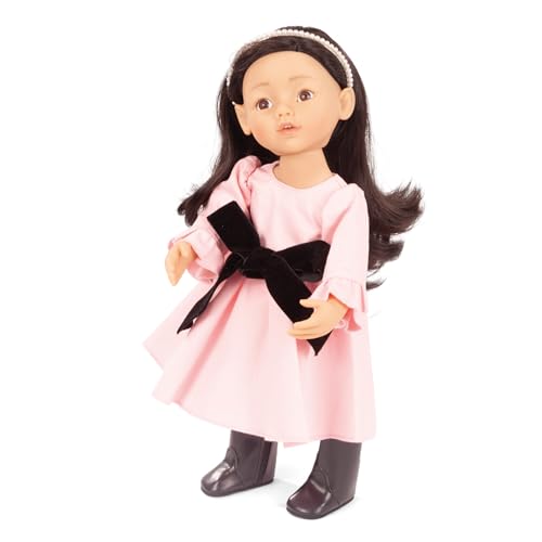 Gotz 2511148 Little Kidz Marianne Jubilee - 14 Tall Multi-Jointed Standing Doll with Long Black Hair to Wash & Style