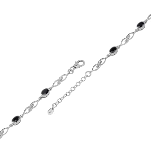 Image of Silvershake Birthstone Gemstones White Gold Plated or Yellow Gold Plated 925 Sterling Silver Scroll /Filigree Celtic Knot Weave 7.25 to 8.75 Inch with Adjustable Extension Bracelet Jewelry for Women