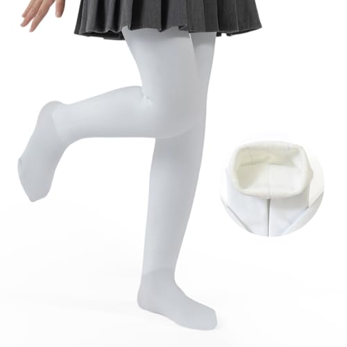 Sahunfri Collant In Pelliccia Per Ragazze In Crescita, Collant Termico Scolastico Per Età Da 3 A 14 Anni (IT, Età, 3 anni, 4 anni, Regular, Standard, Bianco)