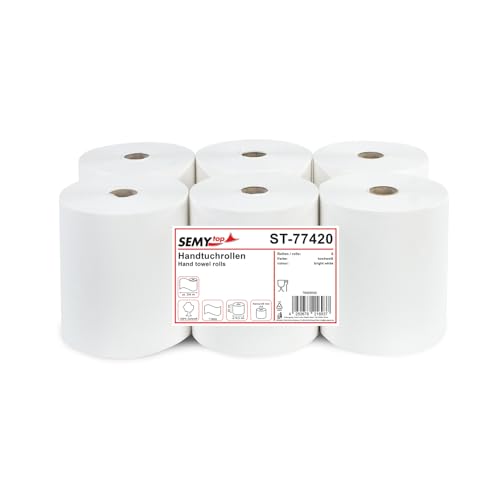 Rouleau papier essuie-mains cellulose blanche 1 pli bobine essuyage 19,5 cm x6