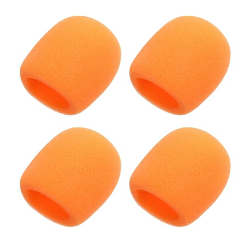 sourcing map 4pcs Microphone Foam Covers, 40mm (1.57) ID 10mm (0.39) Thickness Microphone Windscreen Foam Cover for Most Handheld Microphones, Orange