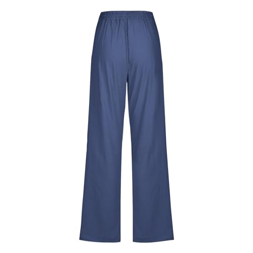 Lastesso Linen Pants Women Lightweight Summer Beach High Waist Straight Leg Cotton Outfits with Pockets Boho Lounge Pants3