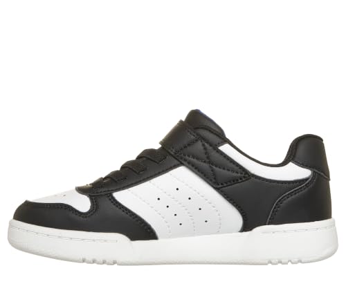 Skechers Baskets Quick Street pour garçon, Bordure synthétique Noire, Blanche et Bleue, 5 UK Child