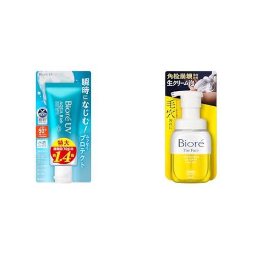 【セット買い】Biore ビオレUV アクアリッチ ウォータリーエッセンス 100g 日焼け止め SPF50 【Amazon.co.jp限定】 + ビオレ ザフェイス 泡洗顔料 スムースクリア 本体 【泡洗顔】【まさつレス】【毛穴】【黒ずみ】