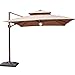 Abba Patio 9 x 12 ft Patio Offset Hanging Umbrella with Solar Lights Double Top Rectangular Cantilever Umbrella with Easy Tilt & Cross Base for Garden, Deck, Backyard and Pool, Cocoa