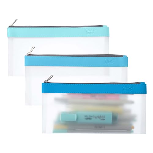 Image of Mr. Pen- Clear Pencil Pouch, 8.50 inchx4.25 inch, 3 Pack, Durable TPU Material | Medium Water-Resistant Pencil Bags with Smooth Zipper, Multipurpose Clear Pouch for Stationery, School, Office