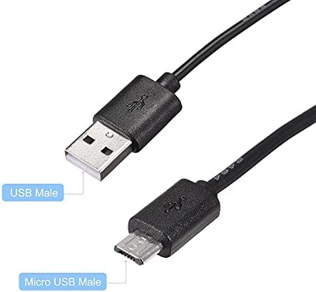 sourcing map USB Cable with ON/Off Switch, USB Male to Micro USB Male Extension Cord 2M Black, for LED Desk Lamp, Pack of 2
