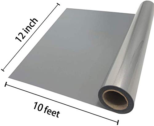 FUNKAKA Heat Transfer Vinyl Reflective Dark Gray HTV Roll, 12" x 10ft Reflective Iron on Vinyl for All Cutter Machine, Reflective HTV Vinyl for T-Shirts Easy to Cut & Weed for Heat Vinyl DIY Design