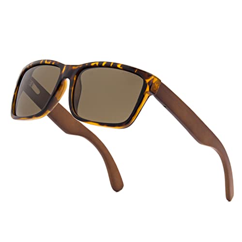 ANDOILT Wood Polarized Sunglasses for Men Women Trendy Vintage Retro Fashion Square Wooden Bamboo Frame Sun Glasses