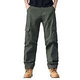 Pantalones cargo de invierno con forro polar para hombre, pantalones de trabajo gruesos y cálidos con 6 bolsillos para correr, senderismo, clima frío, ajuste holgado, verde, XL