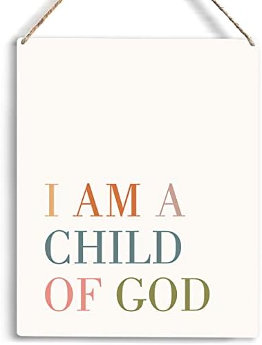 Christian Wall Art I Am A Child of God Wooden Hanging Sign Bible Verse Wall Art for Home Office Decor Modern Christian Word Art Bedroom Wall Decor Kids Room Decorations 8 x 10 Inches